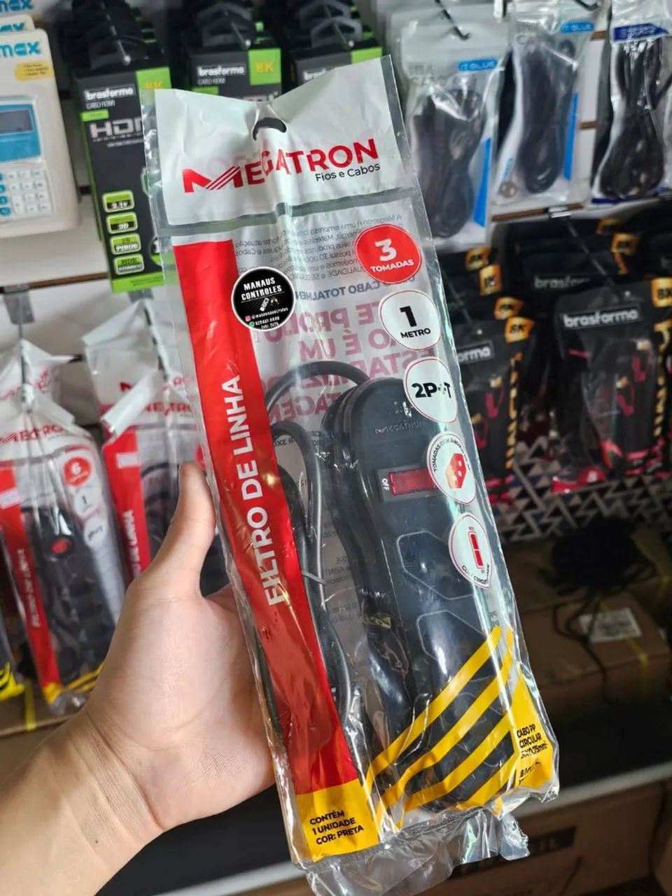 Filtro de linha megatron (3 tomadas de 1 metro)