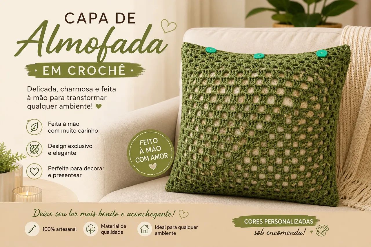Capa para almofada em crochê  - Foto 2