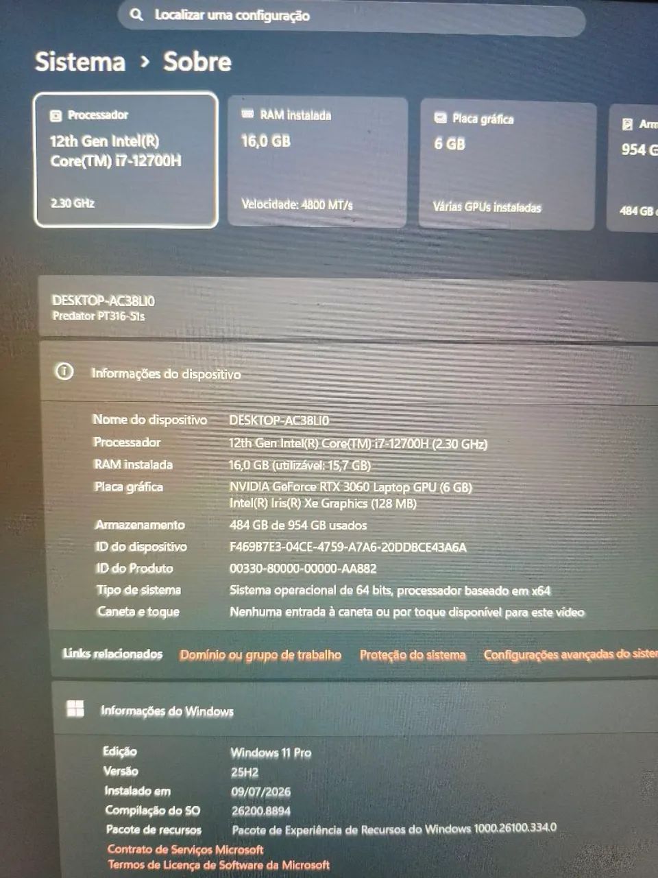 Notebook Gamer Predator Triton 300 SE i7 Rtx - Foto 4