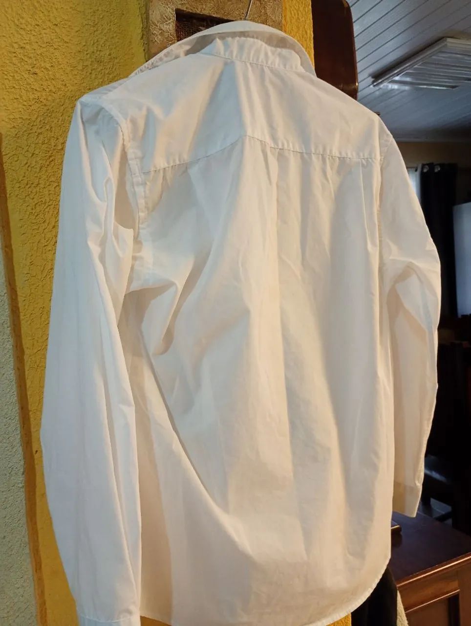 Camisa branca manga longa masculina slim 2 - Foto 4
