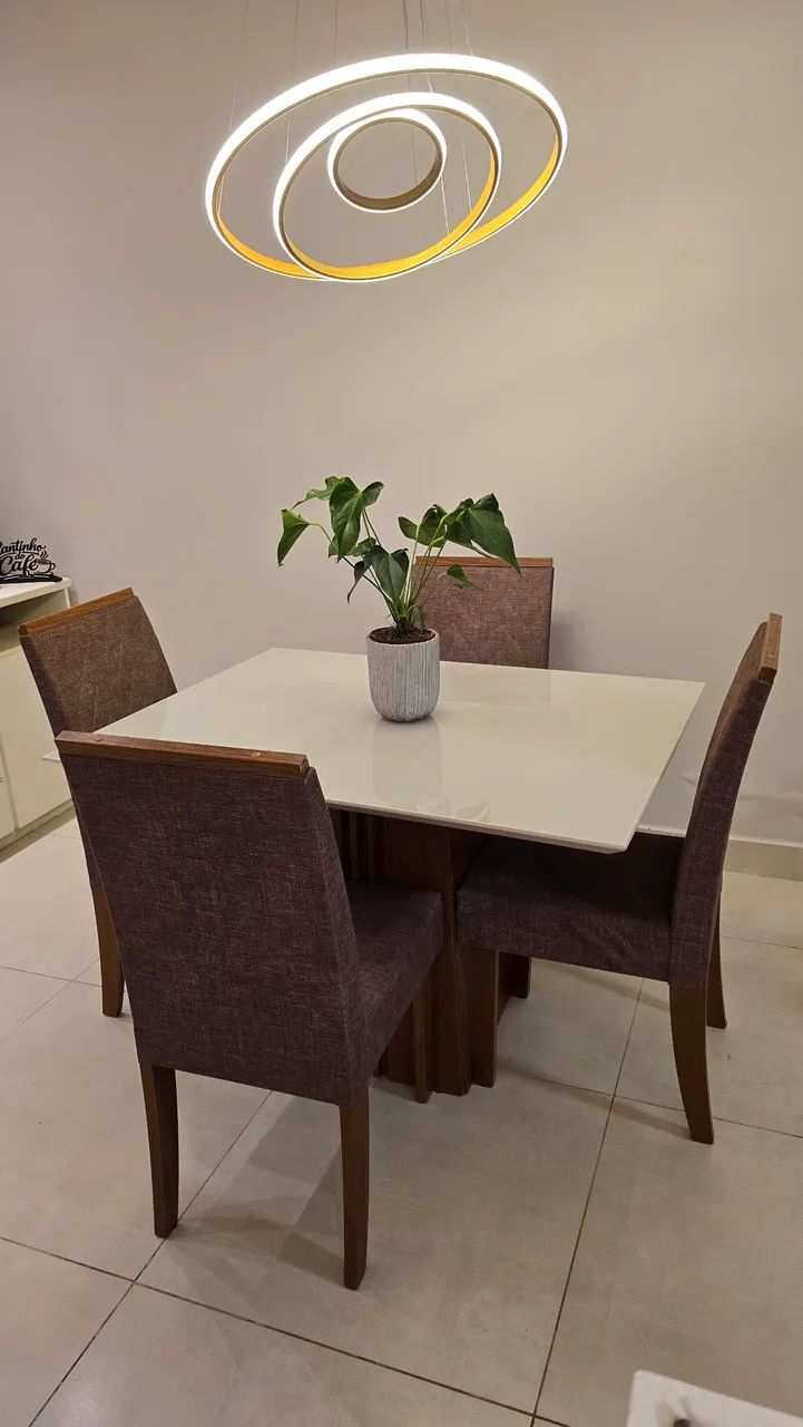Mesa de 4 cadeiras retangular com tampo de vidro - Foto 5