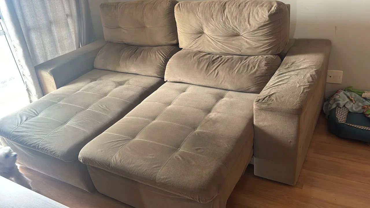 Sofá Retrátil E Reclinável 2 Lugares Suede Marrom Usado