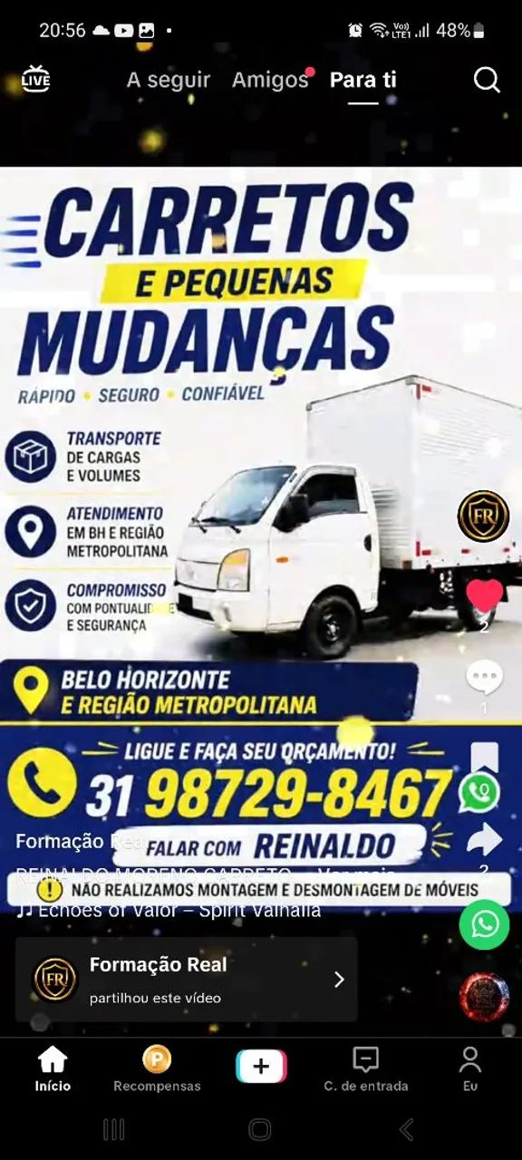 Pequenas mudanças $ carretos