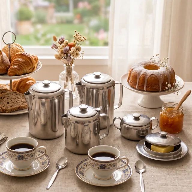Conjunto De Café E Chá Antigo Em Aço Inox  - Foto 5