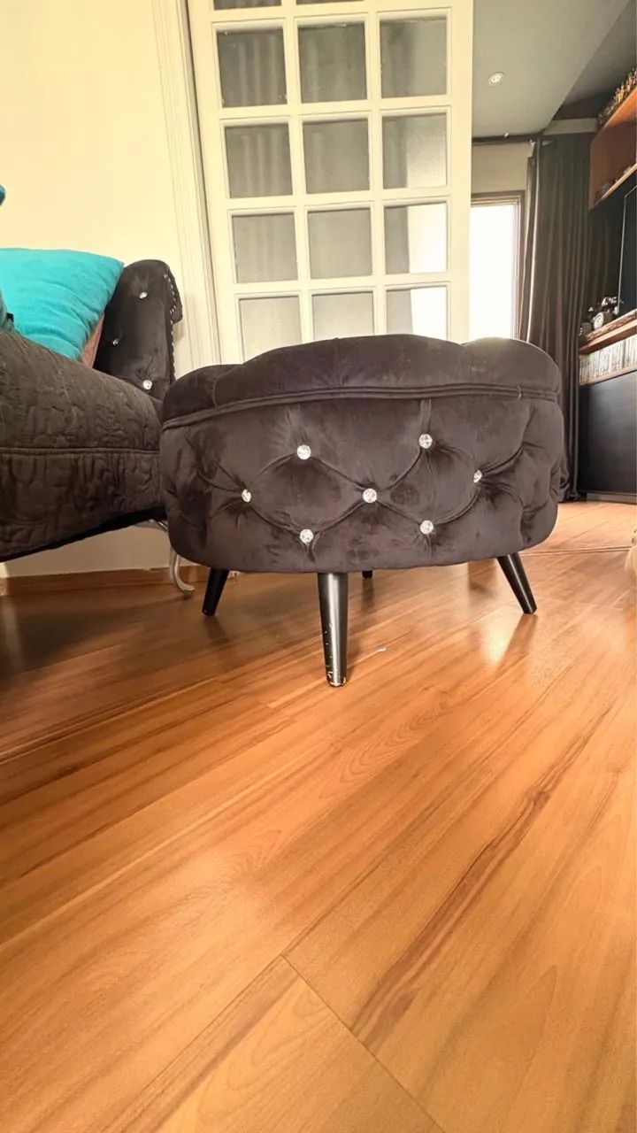 Puff preto redondo com strass  - Foto 3