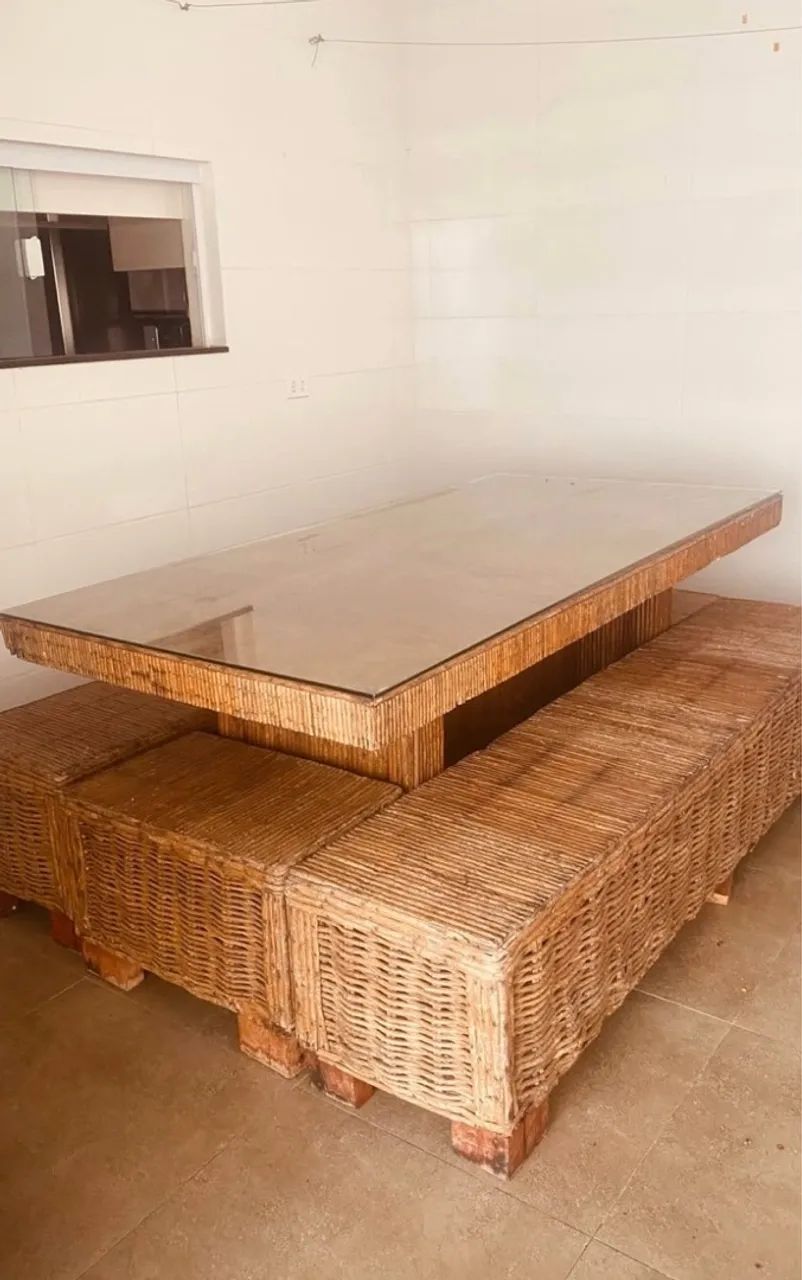 Mesa Jacaúna de cipó com bancos  - Foto 2