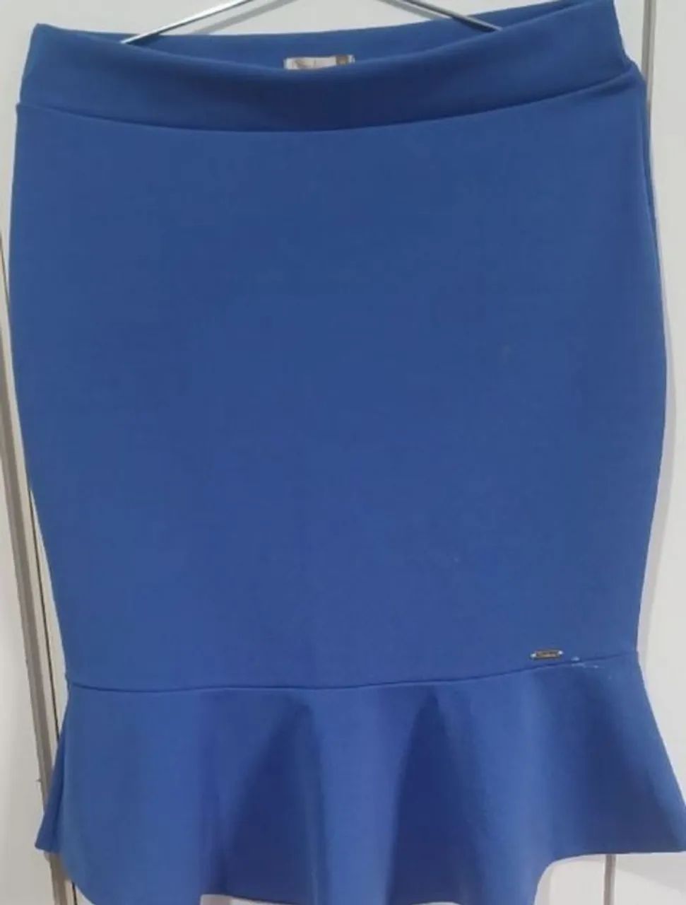 Saia Midi Azul com babado 