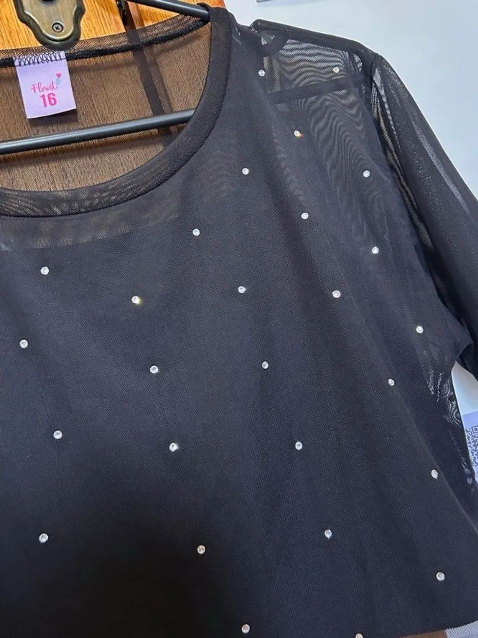 Blusa Cropped Tule com Strass - Foto 5