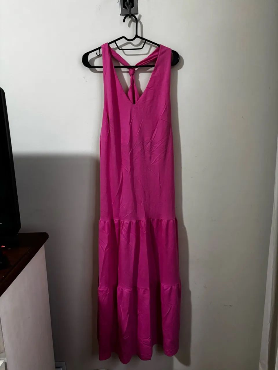 vestido longo rosa 