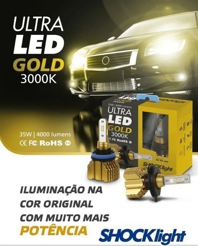 kit Lâmpada Automotiva Ultra Led Gold - Shock Light - Encaixe H4