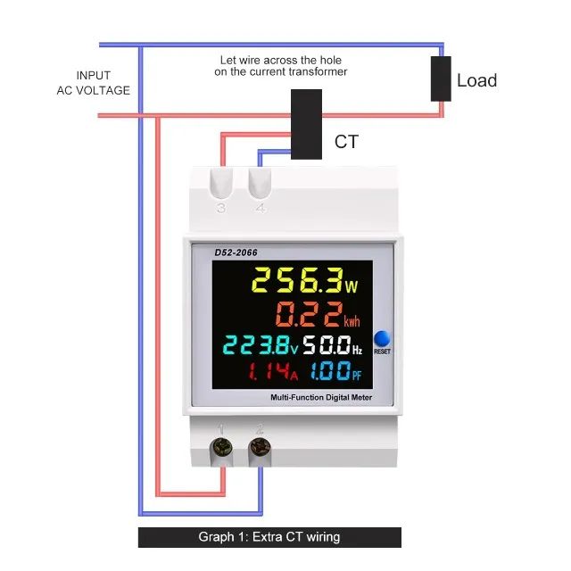 Voltimetro D52-2066 6_Em_1 LCD Kw/h 110v/220v Ac 100a Din TC-Externo - Foto 3