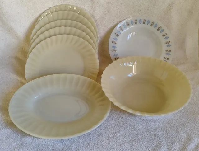 Kit 5 Pratos Jantar Rasos Colorex + 2 Travessas + Brinde