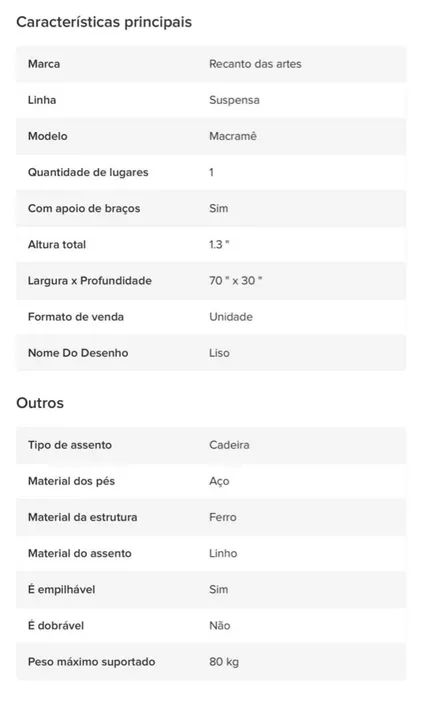 Balanço Suspensa Macrame, não baixo o valor, retirada por conta! - Foto 3