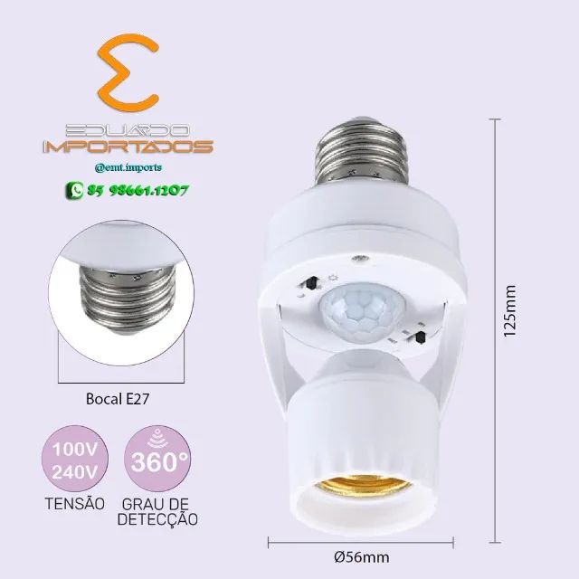 Soquete E27 c sensor de presença Bivolt Max 60W - Foto 2