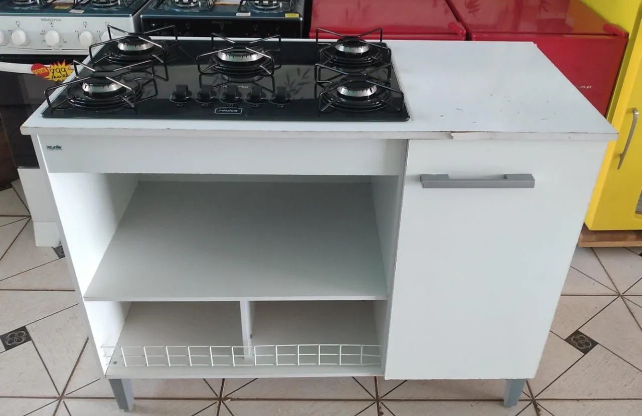Kit Fogão cooktop realce 05 bocas com balcão usado. Fogões e Fornos