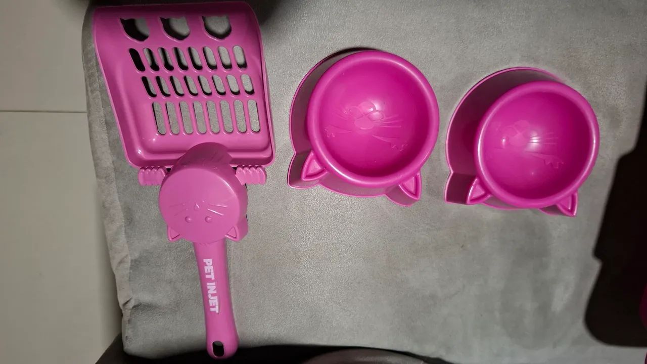 Kit completo para gato - Bandeja higiênica, comedouro e pá higiênica. - Foto 3