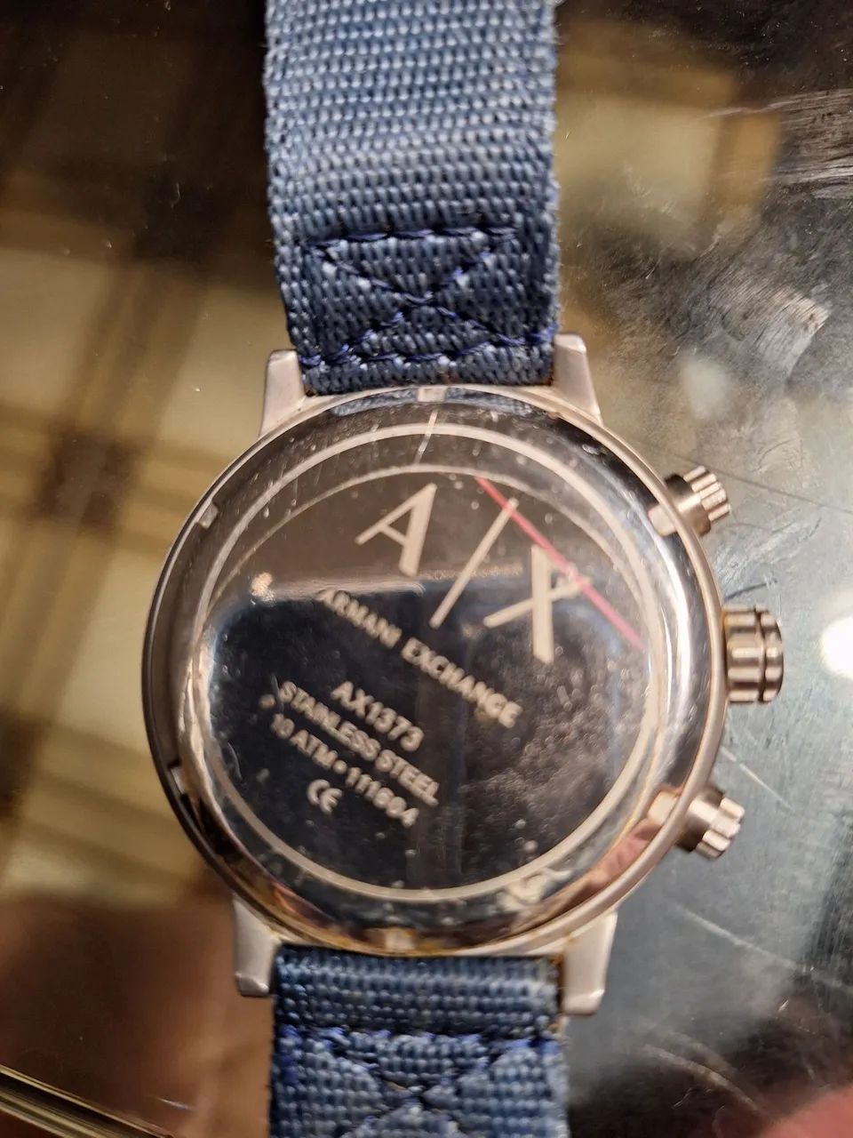  Relógio Armani Exchange Chronograph AX1373, pulseira nylon azul - Foto 4