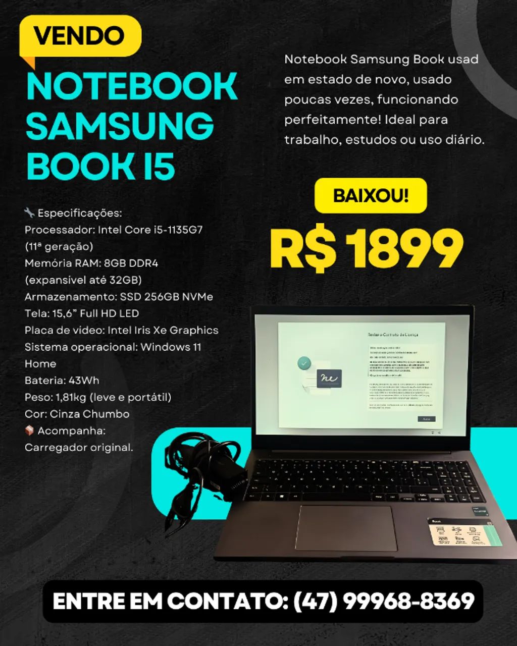 Notebook Samsung Book I5 | Pouquíssimo uso