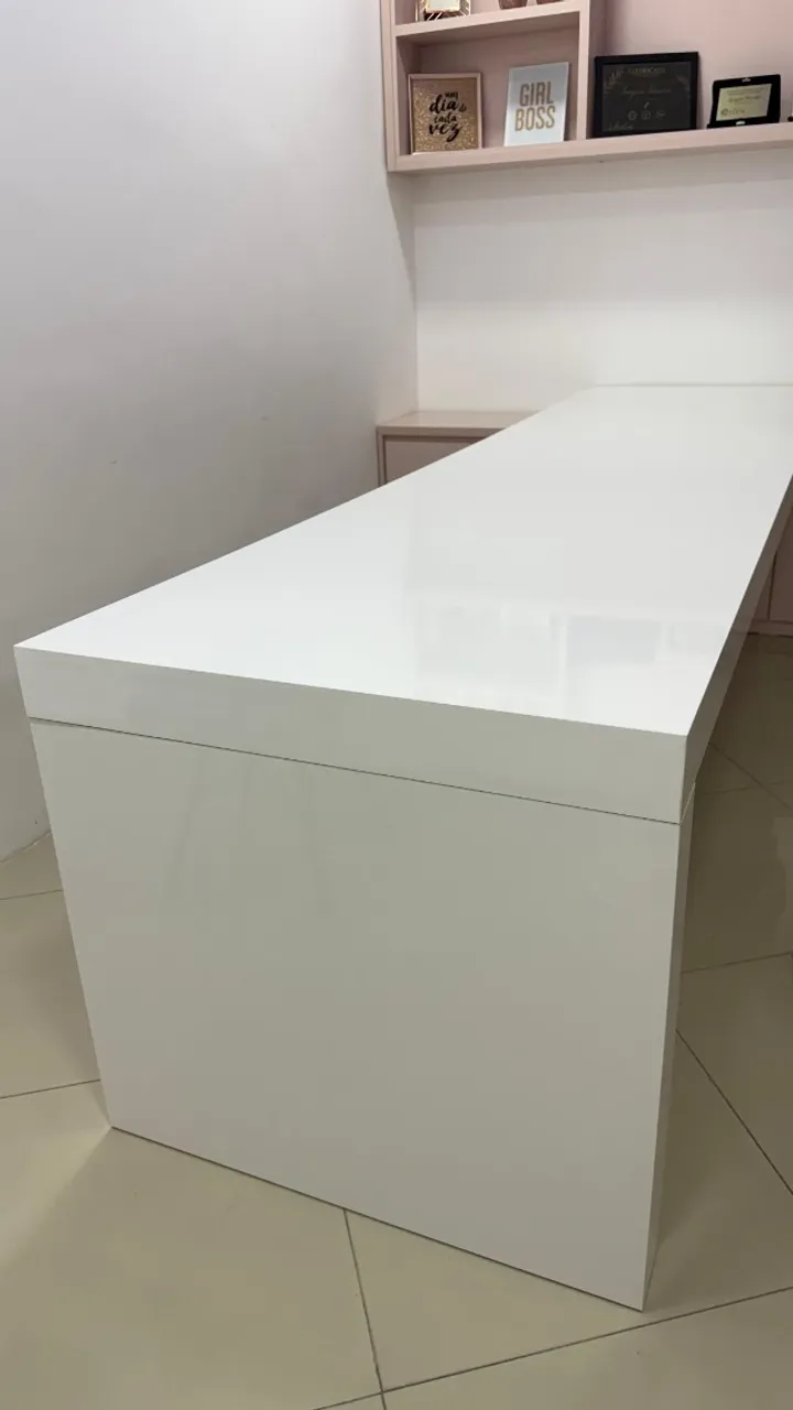 Mesa de Escritório MDF reforçado Branco e Rosé