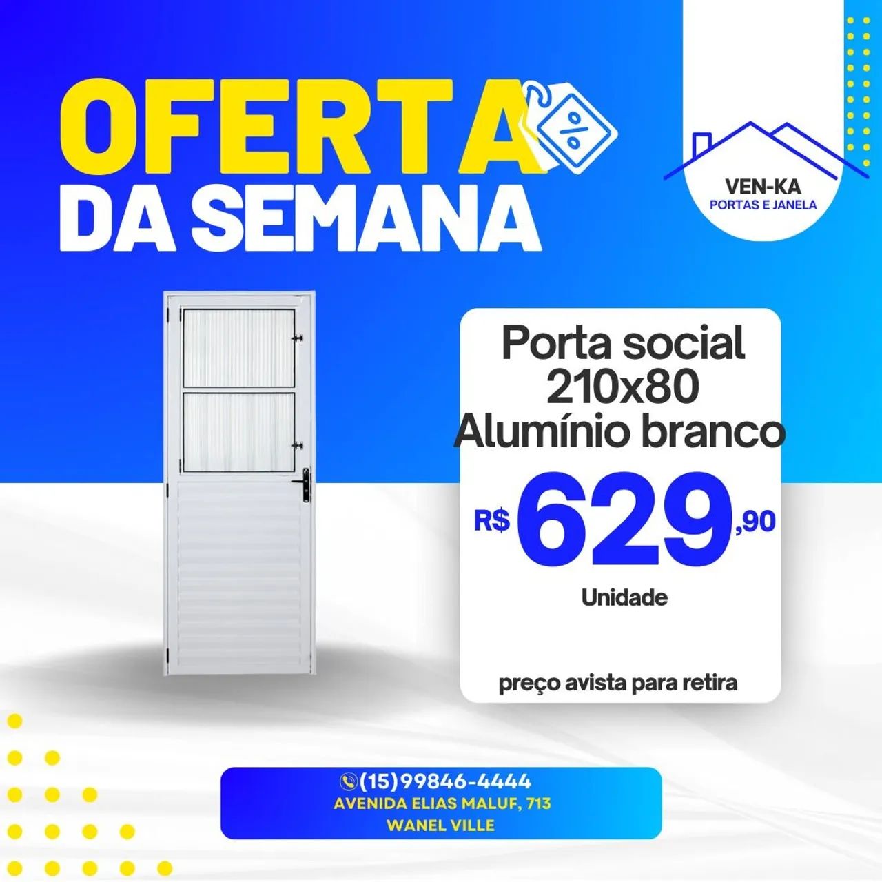 Porta Social Alumínio Branco 210x80 - OFERTA DA SEMANA!