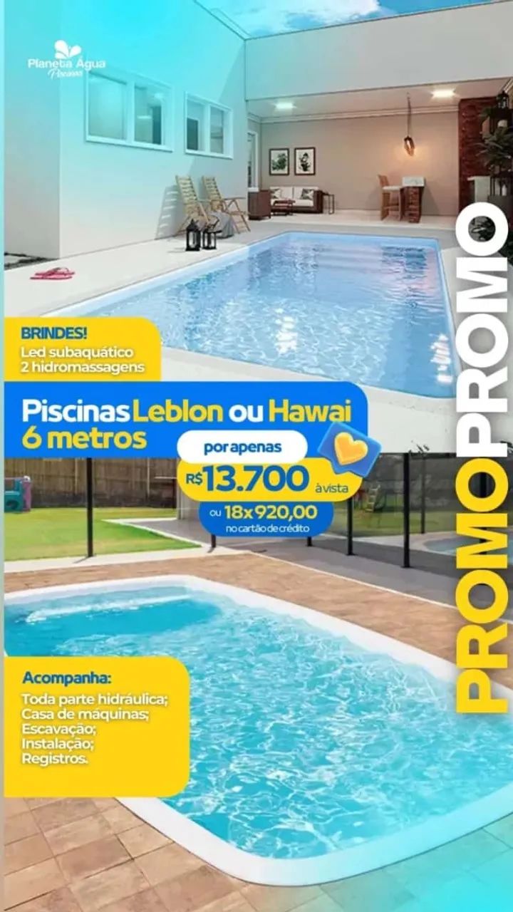 Piscina de Fibra 3 a 10 metros 