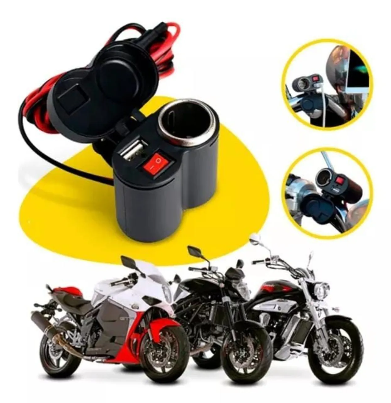 Tomada USB e carregador para moto - Ideal para viagens