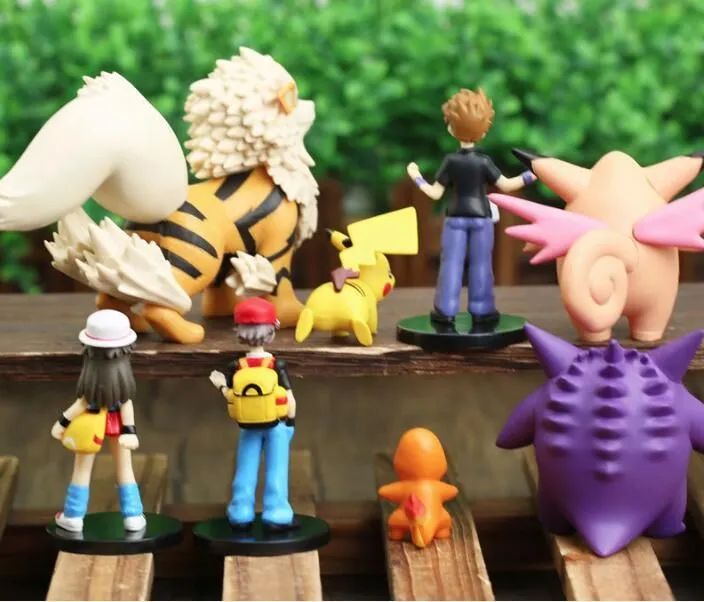Bonecos Pokémon Red Gary Leaf Pikachu Charmander Arcanine Gengar 8pcs - Foto 2