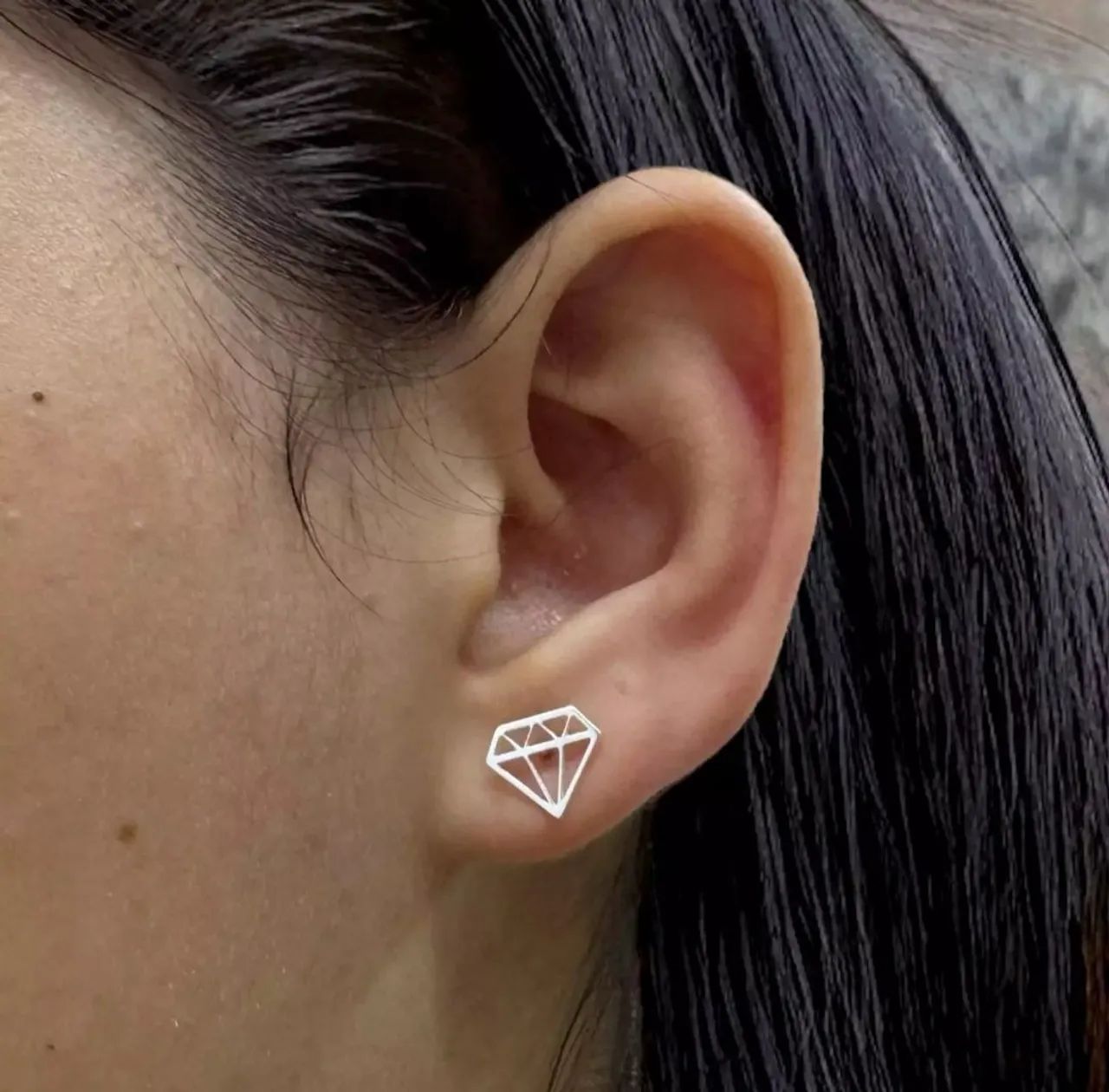 Brincos de diamante vazados em prata - Foto 2