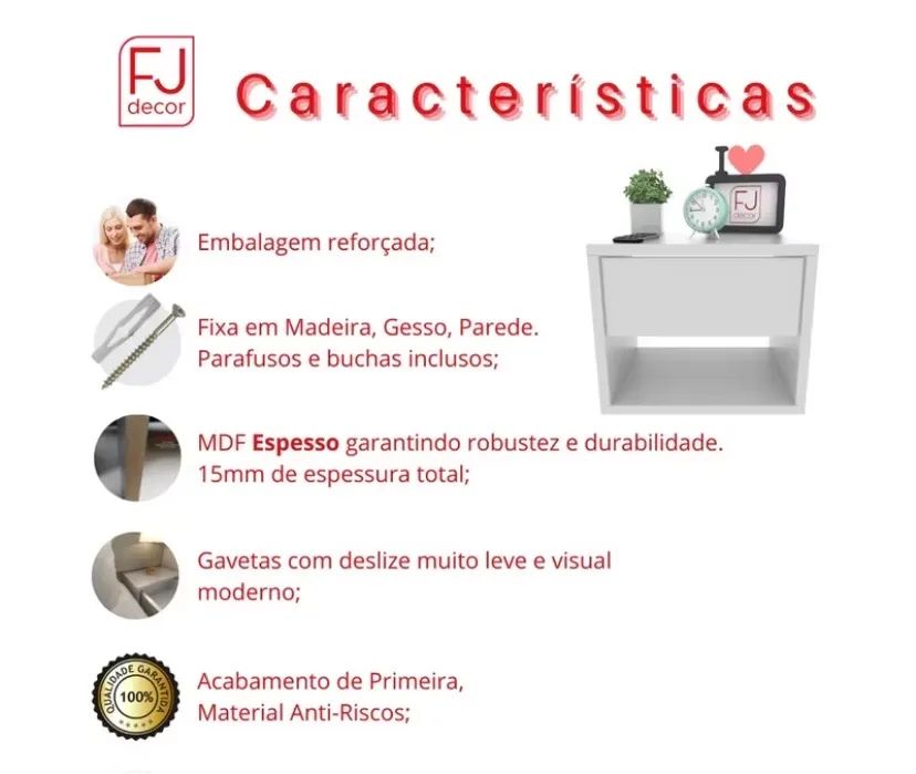 MESA DE CABECEIRA MDF , CONTÉM DUAS UNIDADES  - Foto 2