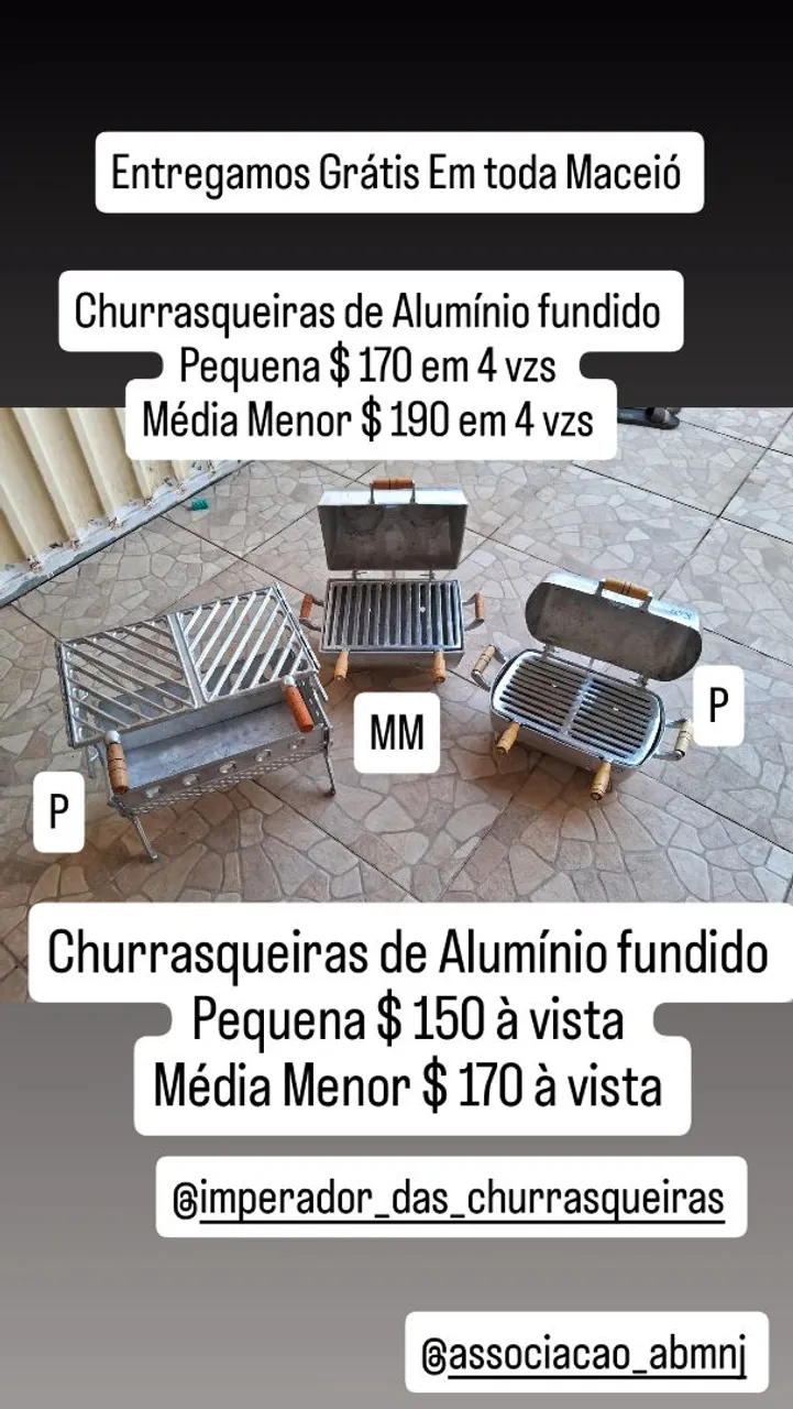 Churrasqueiras pequena de Alumínio Fundido .