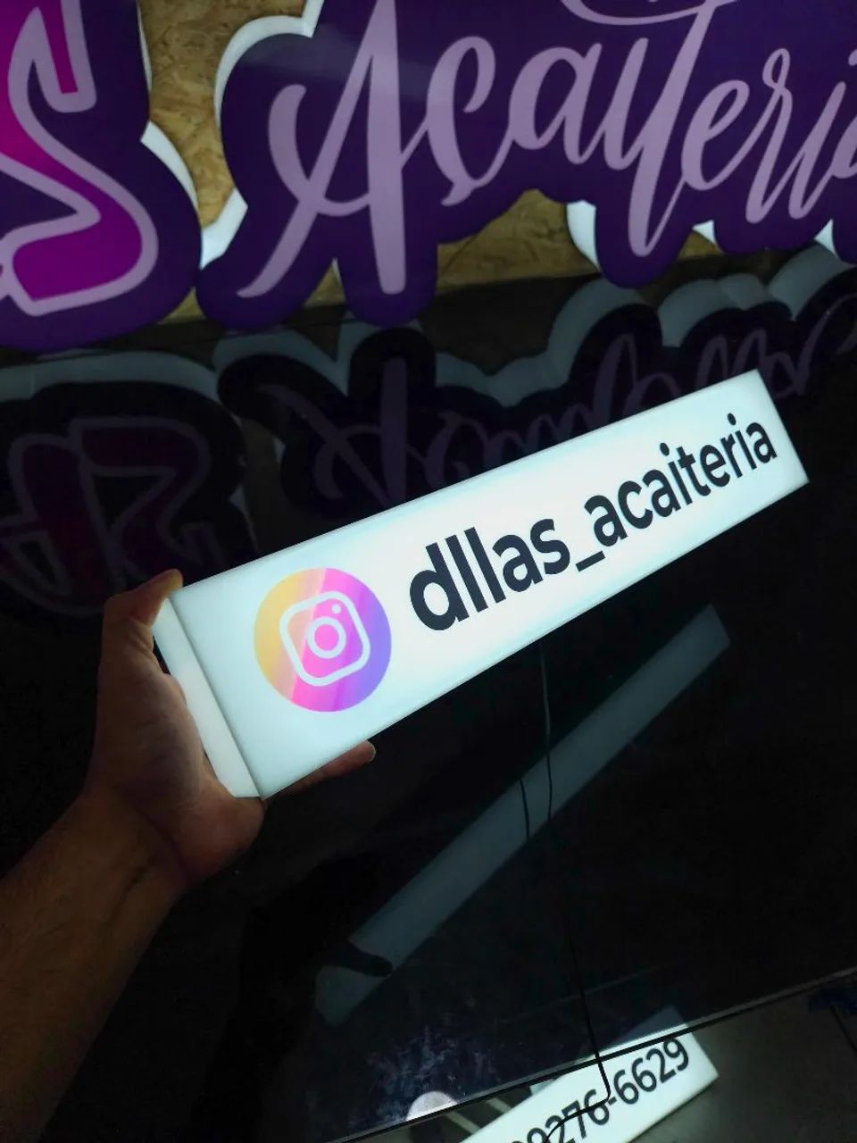 Placas luminosas com seu  WhatsApp e Instagram   - Foto 3
