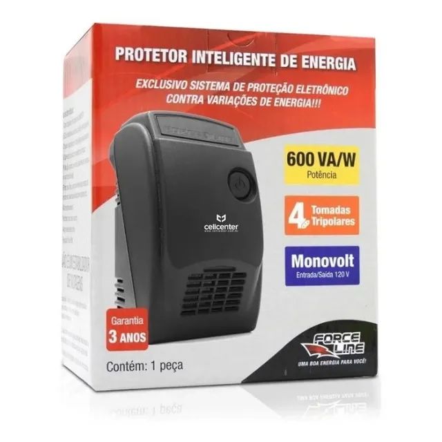 Protetor estabilizador De Energia 600va Preto 120v Force Line