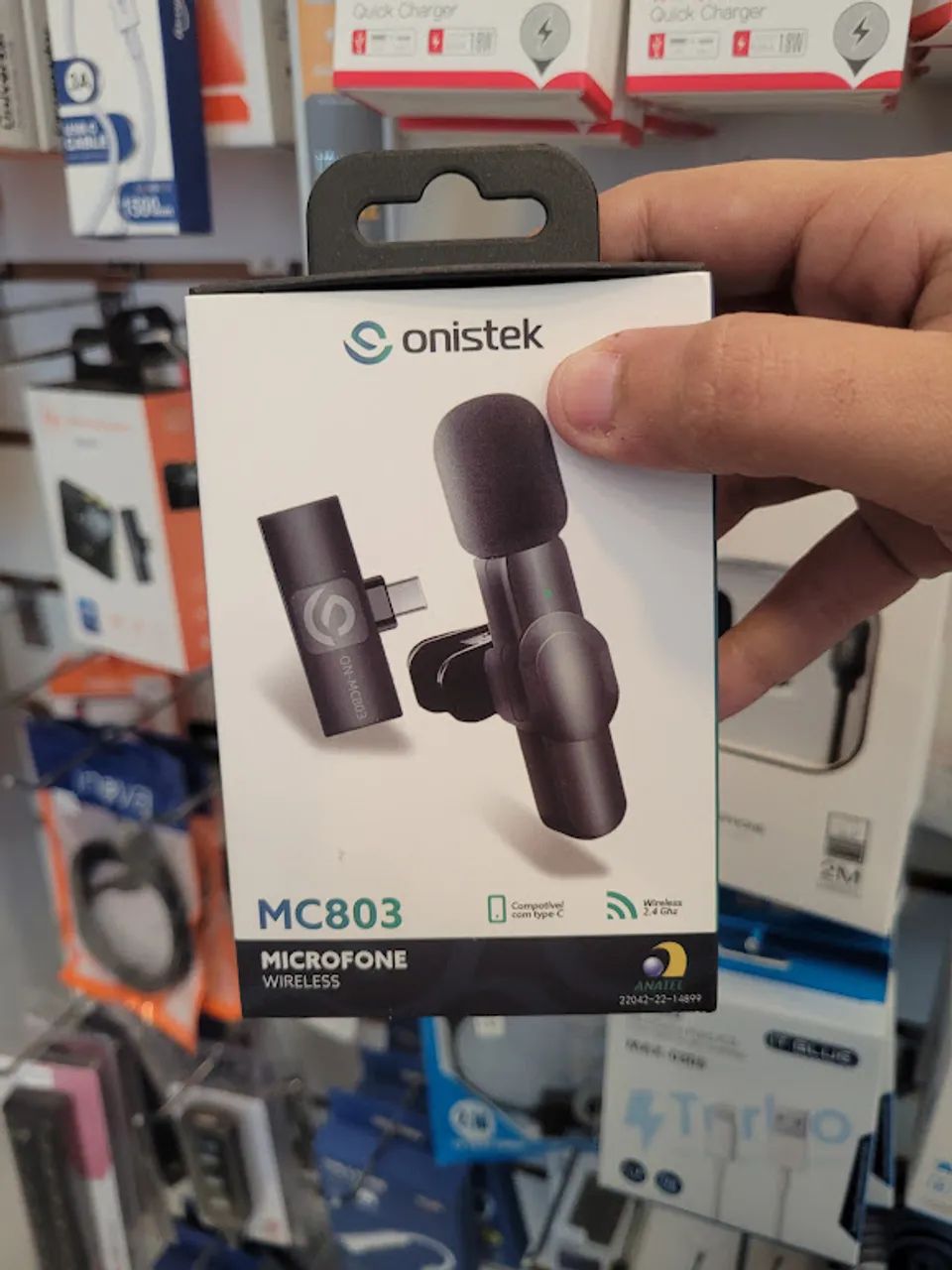 MICROFONE SEM FIO LAPELA PARA ANDROID CONECTOR TIPO C 2,4GHZ ON-MC803 ONISTEK