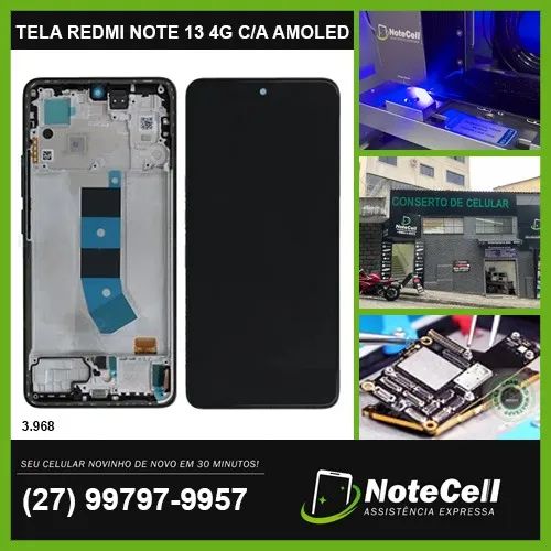 TELA / DISPLAY P/ XIAOMI REDMI NOTE 13 4G AMOLED ORIGINAL *COM ARO*