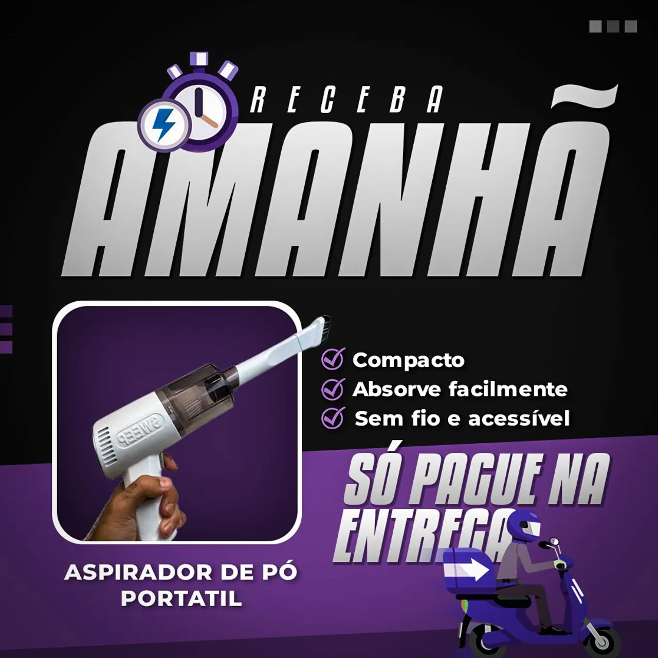 Pague na Entrega e receba em 24 horas !! Melhor Aspirador de pó portátil que você vai ver
