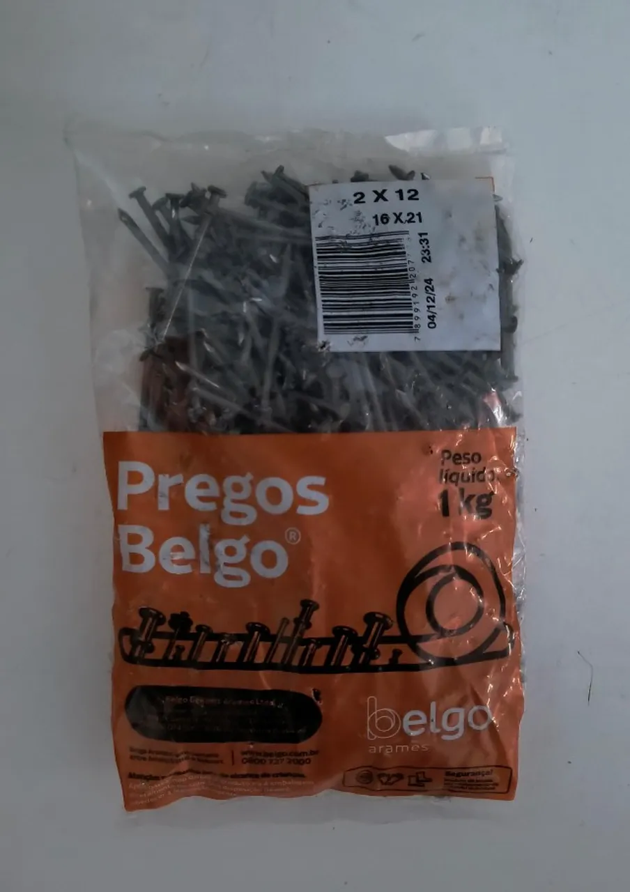 Prego 2x12 com cabeça Belgo 1kg