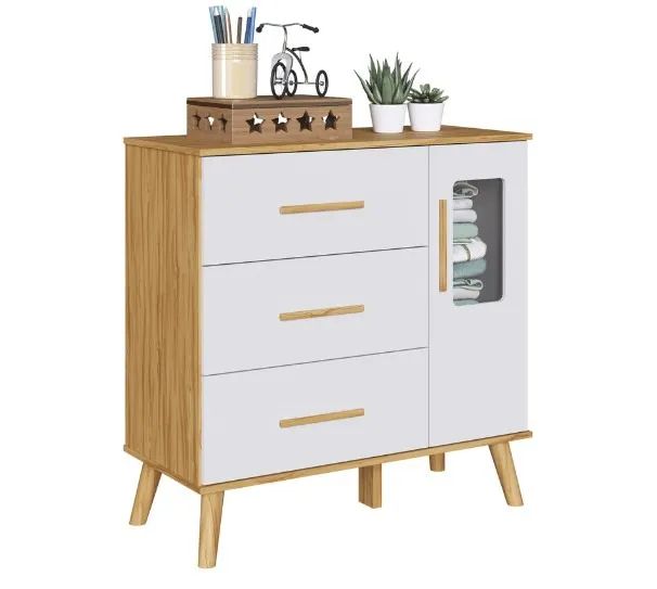Comoda Infantil Sky 1 Porta, 100% MDF - Peroba - Foto 4