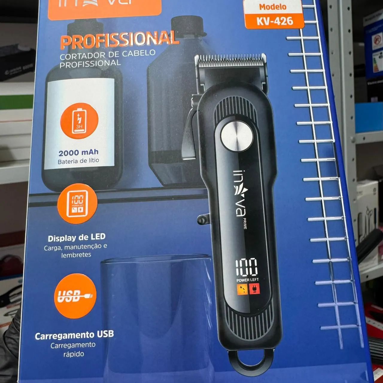 Máquina de cortar cabelo sem fio recarregável com visor digital  - Foto 2