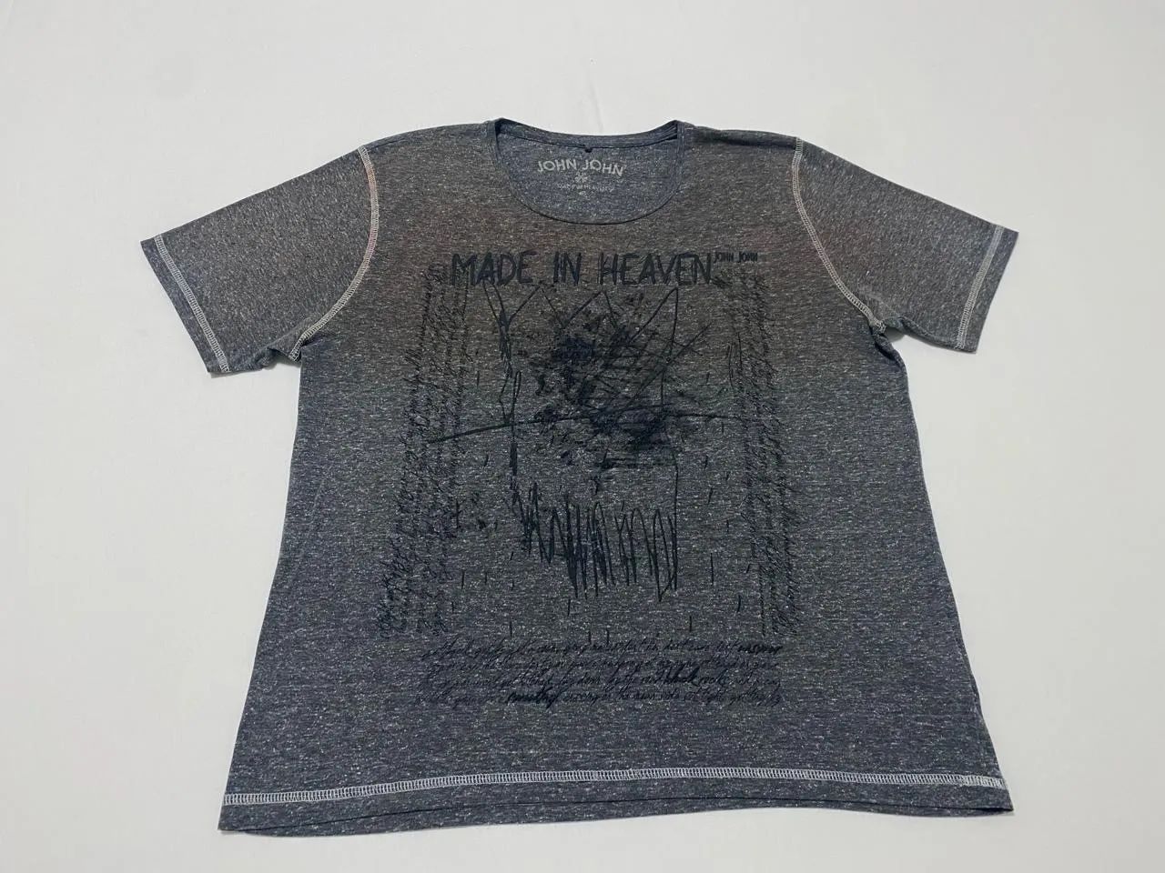 Camiseta John John Tamanho G Cinza Estampada Ótimo Estado