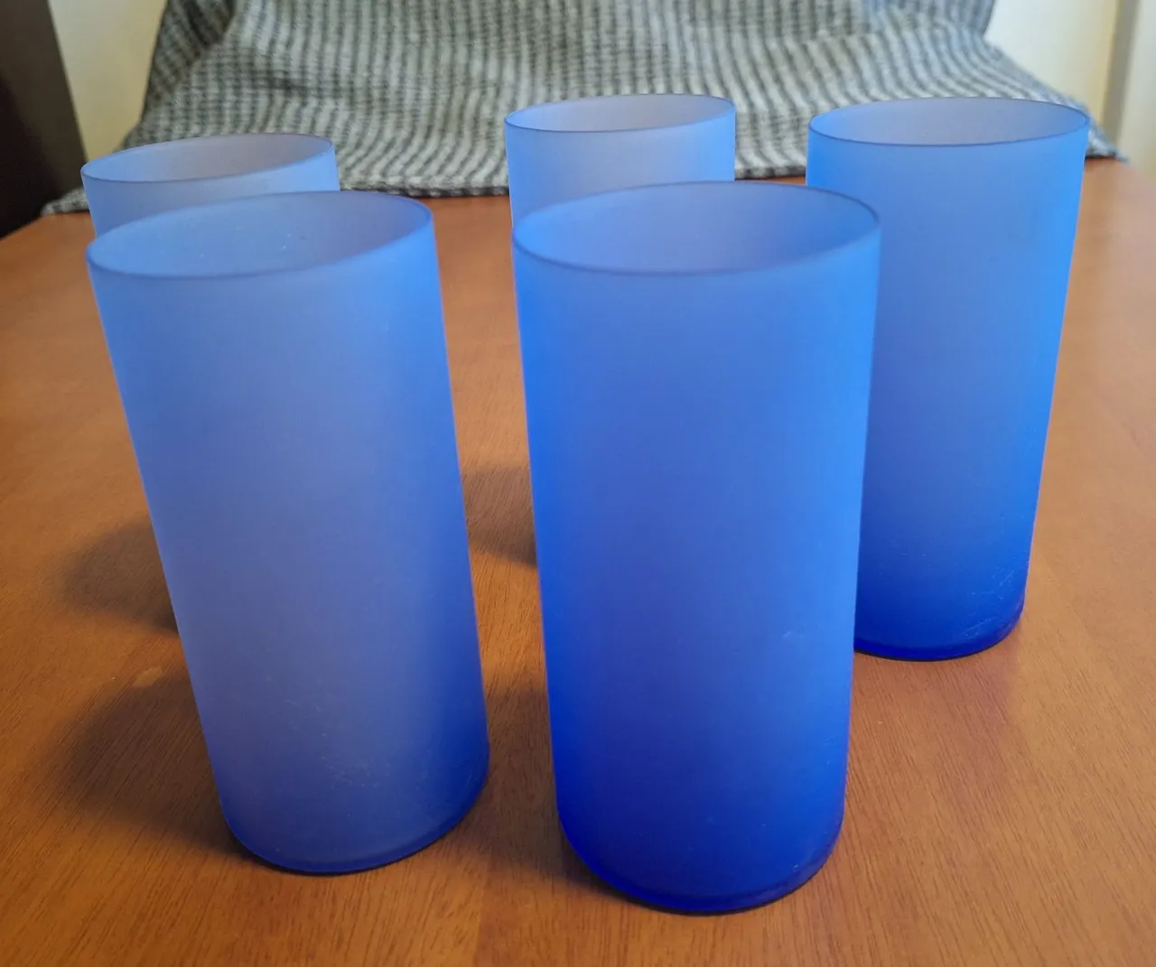 Conjunto de 5 Copos Azuis de Vidro