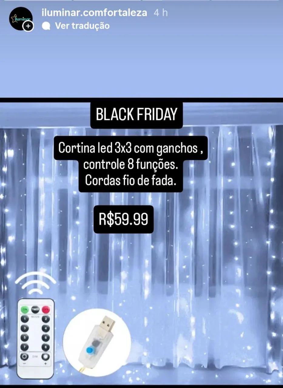 Cortina led 3x3- 8 funções pisca