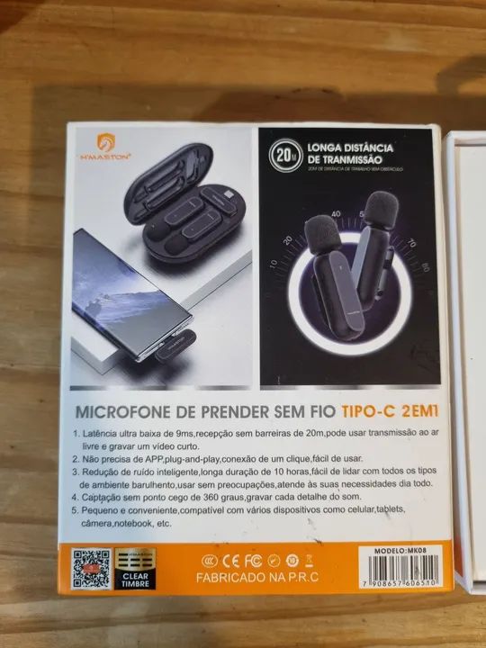 Microfone Sem Fio H'MASTON Tipo-C 2em1 MK08 - Foto 2