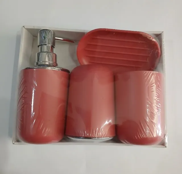 Kit Banheiro Lavabo 04 Peças Classic vermelho com Nota Fiscal