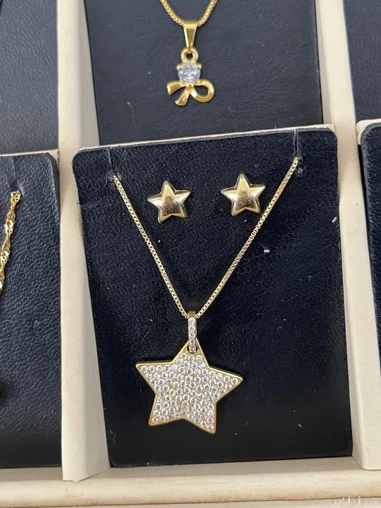 Conjunto de colar e brincos Folheado  - Foto 5