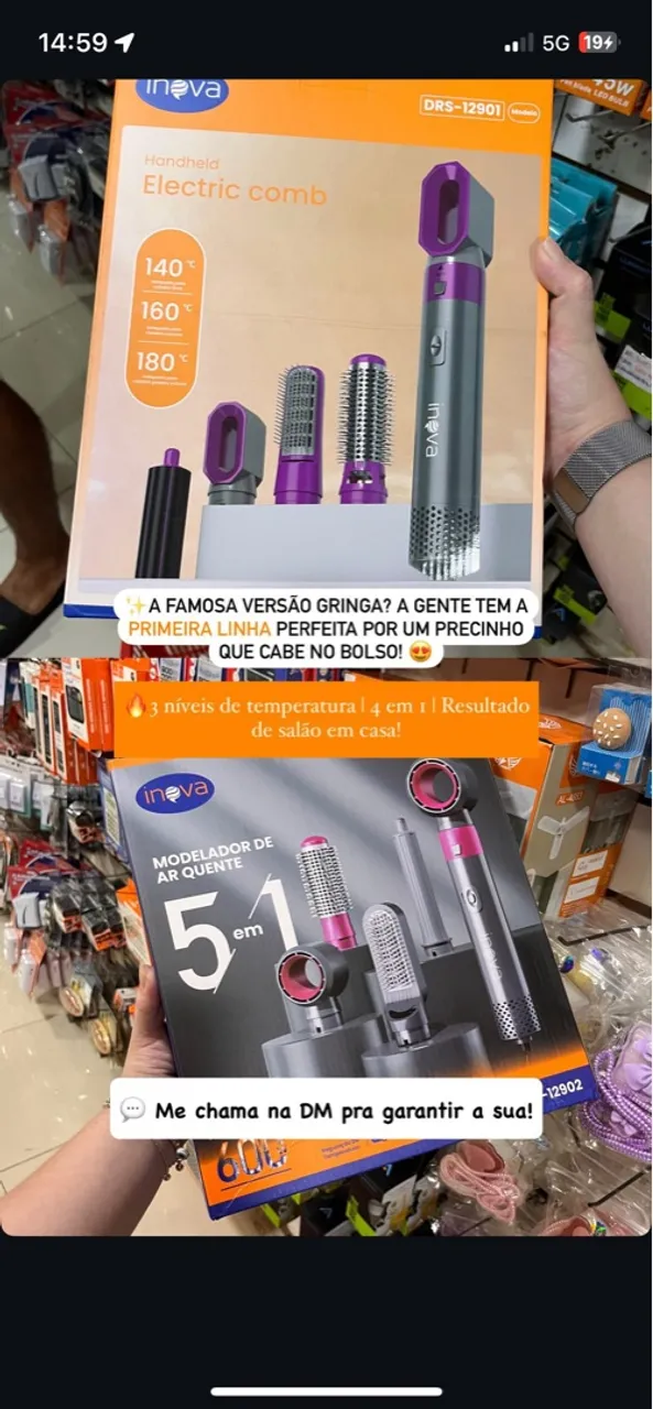Modelador de Cabelo 5 em 1 Inova