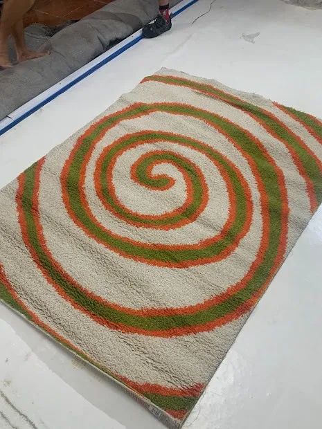Tapete Turco Kartal Espiral Bege, Laranja e Verde - 2m x 1,4m - Foto 2