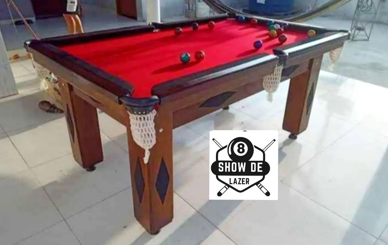 Sinuca Tipo Bilhar Madeira Verniz Forração Vermelha  - Foto 3