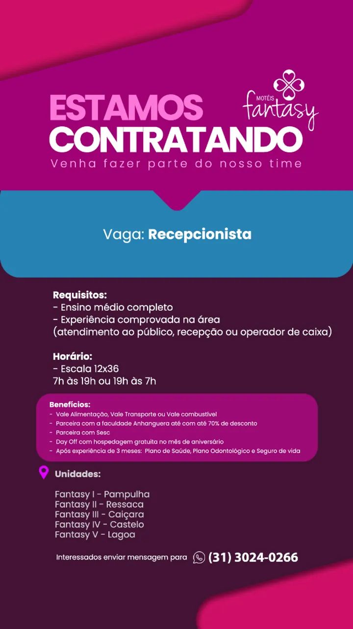 RECEPCIONISTA | CAIXA