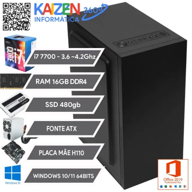 PC Computador Desktop Gamer | i7 7700 4.2Ghz | MB H110 |16gb DDR4 SSD 480gb 1 ANO GARANTIA