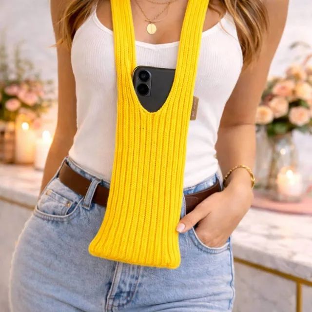 Capa Bolsa Phone Pocket Em Tecido 80cm [Amarelo]  - Foto 5